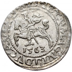 Sigismund II Augustus, halber Pfennig 1563, Vilnius - L/LITV, kleines Pogon