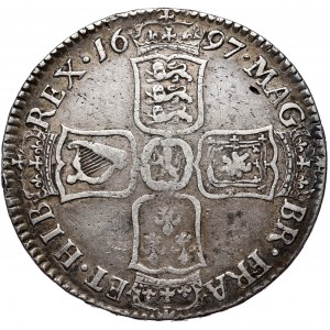 Anglia, Wilhelm III, 1/2 korony (halfcrown) 1697, Londyn