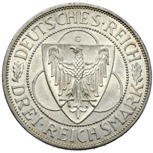 Niemcy, Republika Weimarska, 3 marki 1930 D, Monachium - Odzyskanie Nadrenii