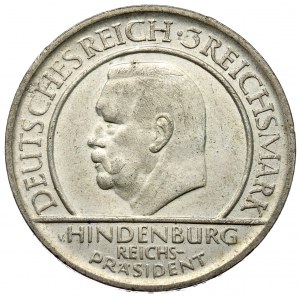 Niemcy, Republika Weimarska, 3 marki 1929 D, Monachium, Przysięga Hindenburga