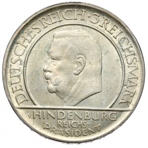 Niemcy, Republika Weimarska, 3 marki 1929 J, Hamburg, Przysięga Hindenburga