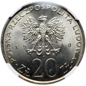 PRL, 20 złotych 1980, olimpiada w Moskwie, NGC MS66