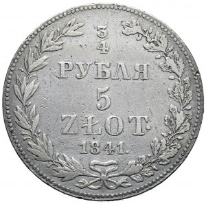 Zabór rosyjski, Mikołaj I, 3/4 rubla 5 złotych 1841 MW, Warszawa