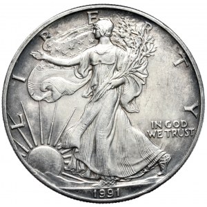 1 oz 1991 USA dolar Liberty Silver Eagle, uncja 999 AG