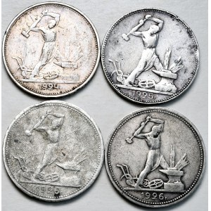 ZSRR, zestaw 4 monet 50 kopiejkowych 1924-1926
