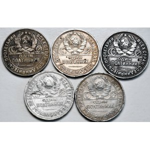 ZSRR, zestaw 5 monet 50 kopiejkowych 1924-1926