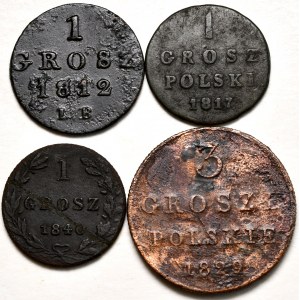 Zestaw 4 monet miedzianych 1812-1840
