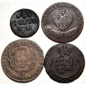 Zestaw 4 monet miedzianych 1768-1812