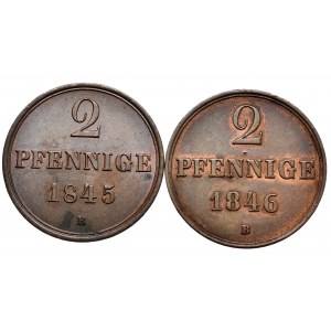 Niemcy, Hannover, 2 x 2 fenigi 1845 i 1846 B