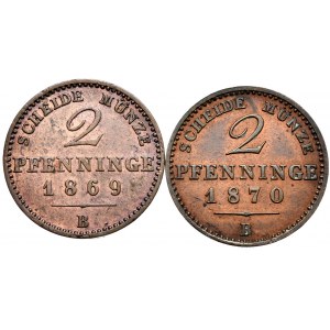 Niemcy, Prusy, 2 x 2 fenigi 1869 i 1870 B, Wrocław