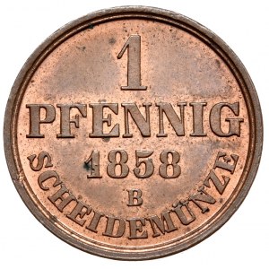 Niemcy, Hannover, 1 fenig 1858 B