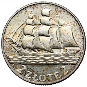 II Rzeczpospolita, 2 Zloty 1936, Segelschiff