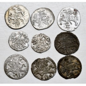 Zestaw 9 monet - denary i dwudenary z lat 1556-1621