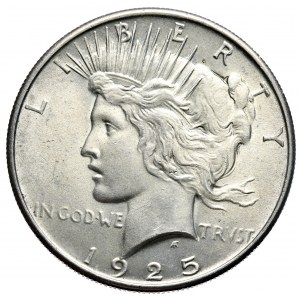 USA, dolar 1925, Filadelfia, typ Peace, nieco rzadszy rocznik