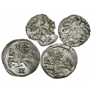 Zestaw 4 monet - denary i dwudenary z lat 1555-1570
