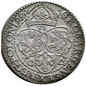 Sigismund III. Vasa, Sixpence 1599, Malbork, großer Kopf