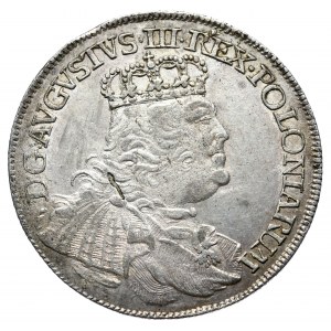 August III, Krone ort 1754, Leipzig, August III, ort 1754, Leipzig, kleinerer Kopf, selten