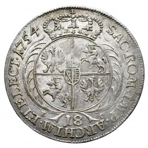 August III, ort crown 1754, Leipzig, August III, ort 1754, Leipzig, smaller head, rare