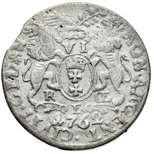 August III., Sixpence 1762 REOE, Danzig