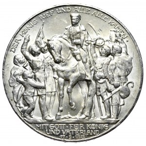 Niemcy, Prusy, 3 marki 1913, 100. Rocznica bitwy pod Lipskiem