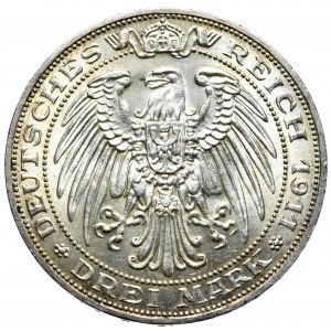 Niemcy, Prusy 3 marki 1911 A, Berlin, 100-lecie Uniwersytetu Wrocławskiego