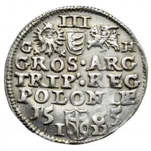 Stefan Batory, Trojak Olkusz 1585 GH - crown with cross