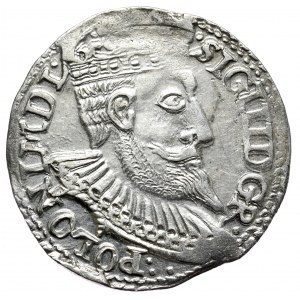 Zygmunt III Waza, trojak 1598, Olkusz, duża głowa, trzy kropki pod popiersiem
