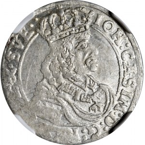 Jan Kazimierz, Sixpence 1661 TT, Bromberger Rand auf der Vorderseite und Rückseite