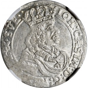 John Casimir, sixpence 1661 TT, Bydgoszcz border on obverse and reverse