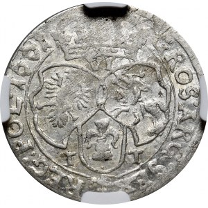 Jan Kazimierz, Sixpence 1661 TT, Bromberger Rand auf der Vorderseite und Rückseite