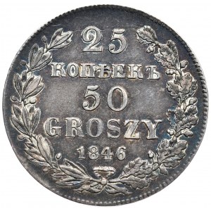 Russische Teilung, Nikolaus I., 25 Kopeken/50 Grosze 1846 MW, Warschau