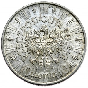 Second Republic, 10 zloty 1934 Pilsudski, official eagle
