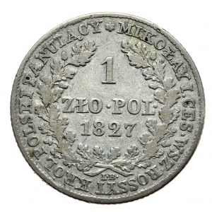 Królestwo Kongresowe, Mikołaj I, 1 złoty 1827 IB, Warszawa, rzadki rocznik