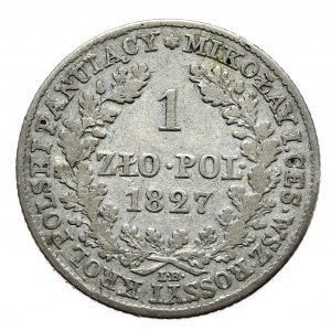 Kongress Königreich, Nikolaus I., 1 Zloty 1827 IB, Warschau, seltener Jahrgang