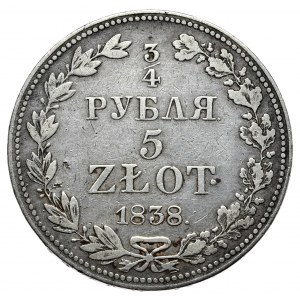 Russian partition, Nicholas I, 3/4 ruble 5 gold 1838 MW, Warsaw