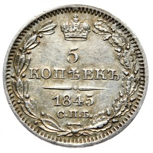 Rosja, Mikołaj I, 5 kopiejek 1845 КБ