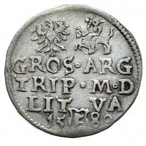 Stefan Batory, Trojak 1580, Wilno - (III) pod popiersiem