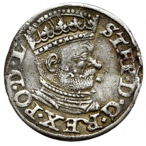 Stefan Batory, trojak 1586, Riga, small head