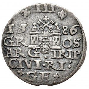 Stefan Batory, trojak 1586, Riga, large head