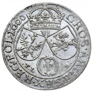 John Casimir, sixpence 1660 TLB, Cracow - straight shields, TLB on the sides of the Vasa coat of arms
