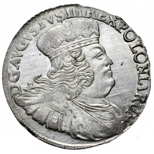 August III, Zwei-Zloty, 8 Pfennige 1753, Leipzig, ohne Initialen E-C, Schön