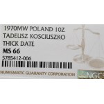 People's Republic of Poland, 10 zloty 1970, Tadeusz Kosciuszko, NGC MS66