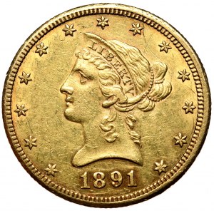 USA, 10 dolarów 1891 CC, Carson City, bardzo rzadkie