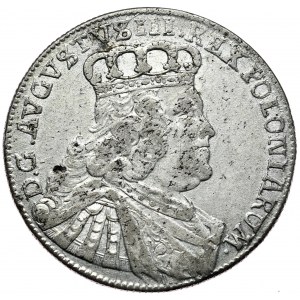 August III, Crown Ort 1754, Leipzig, Cherub portrait type, the only variant