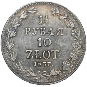 Russische Teilung, Nikolaus I., 1 1/2 Rubel, 10 Zloty 1837 MW, Warschau