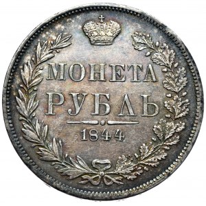 Russian partition, Nicholas I, Ruble 1844 MW, Warsaw