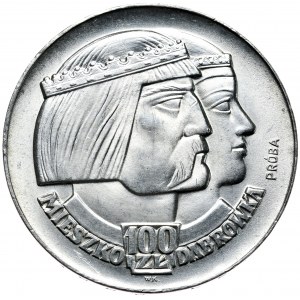 Volksrepublik Polen, 100 Zloty 1966 Mieszko i Dąbrówka, Silberprobe