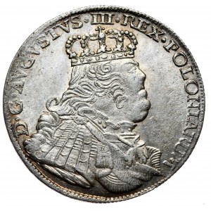 August III, crown orth 1754, Leipzig, portrait type bulldog, the only type of florals on the reverse