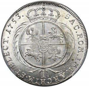 August III, tymf 1753, Lipsk, z kółkiem po literze T