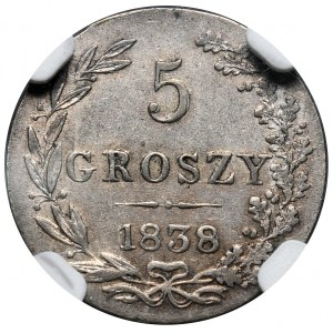 Zabór rosyjski, 5 groszy 1838 MW, Warszawa